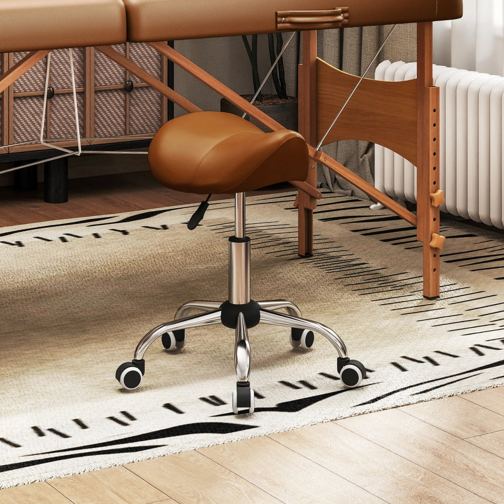 Sgabello ergonomico con rotelle e altezza regolabile ¨C Minimal ¨C Marrone 52x53x49-61cm