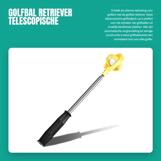 Raccoglitore di Palloni da Golf Telescopico - Raccoglitore di Palloni da Golf - Raccoglitore di Palloni da Golf Automatico - Blocco di Sicurezza Automatico - Peso Leggero - Giallo