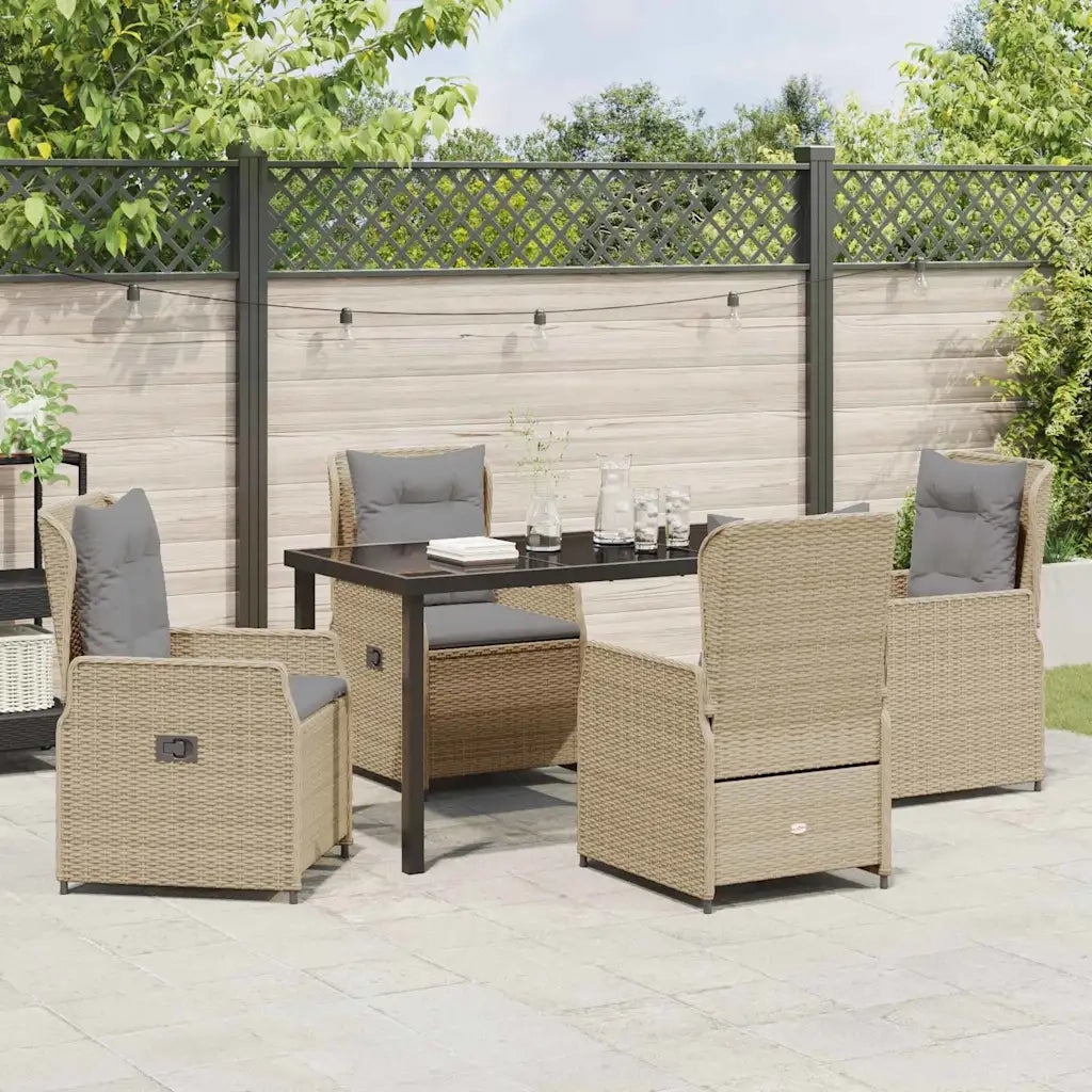 Set da Pranzo per Giardino 5 pcs Beige e Grigio Chiaro