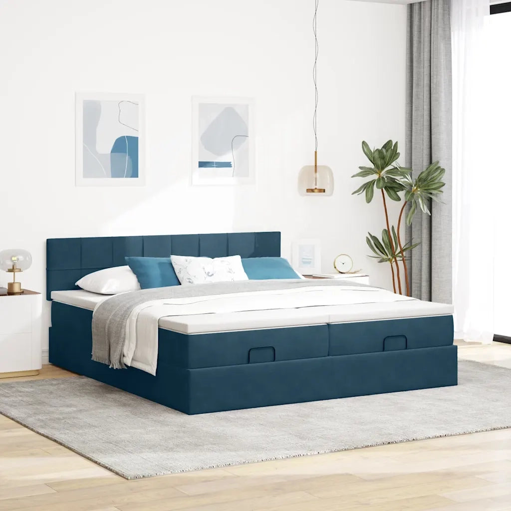 Struttura Letto Pouf con Materassi 160x200 cm Velluto