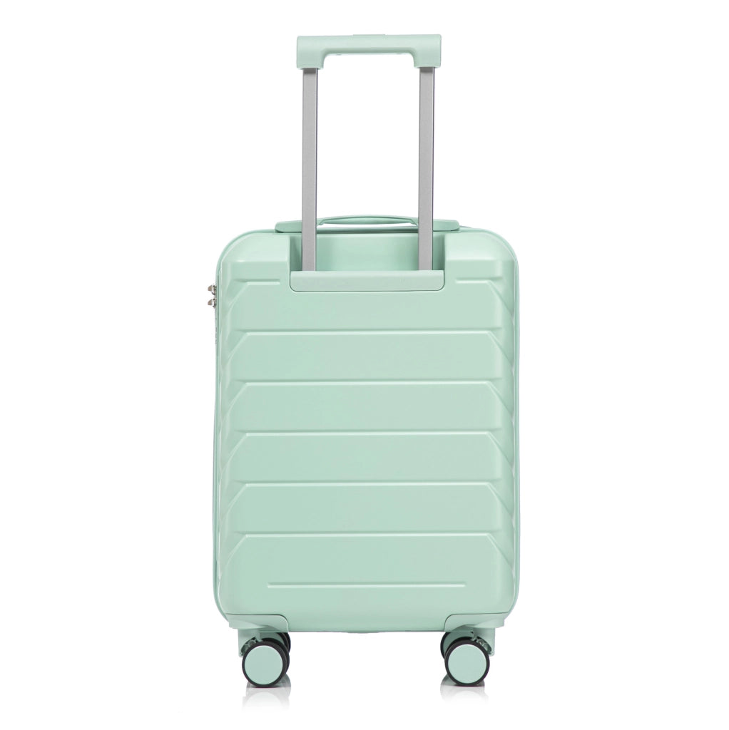 Set da viaggio 2 pezzi con valigia rigida ABS 55x35,5x20,5 cm e beauty case 14" verde menta