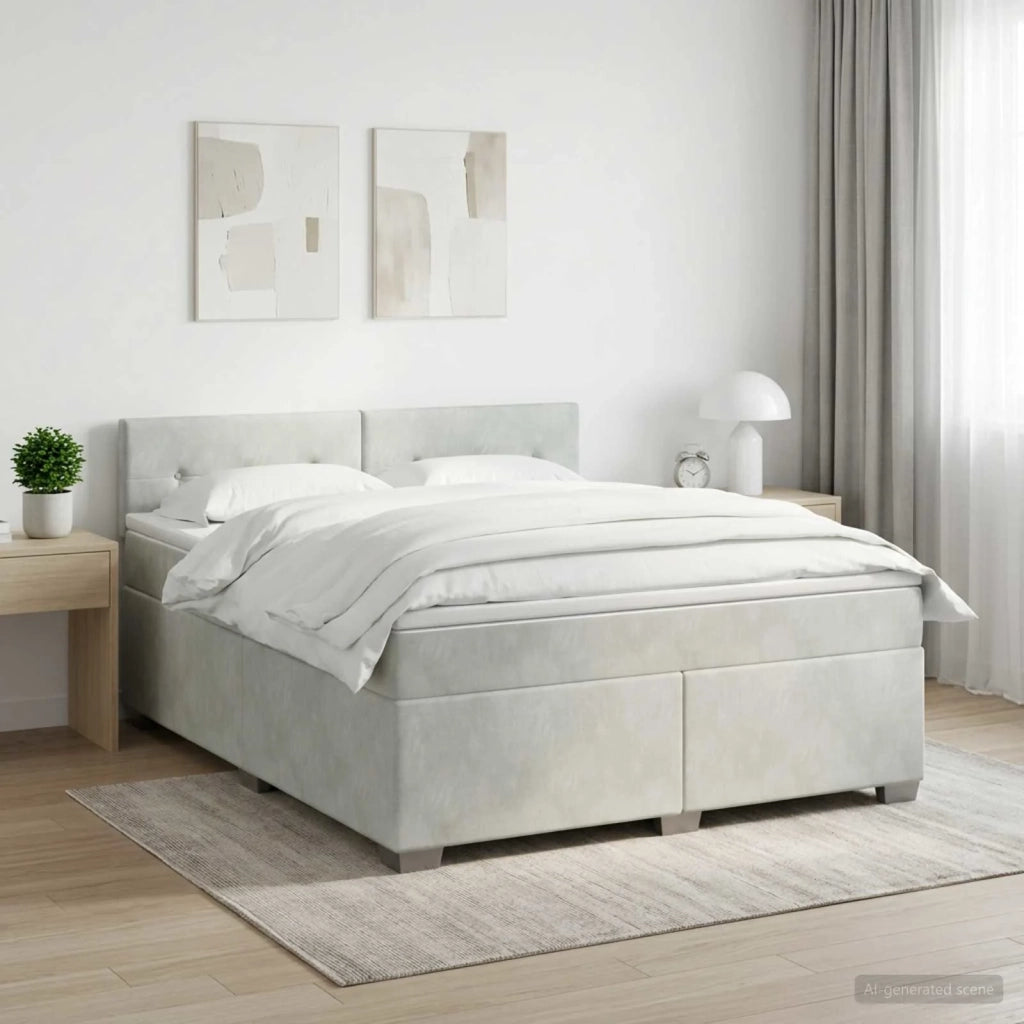 Letto box spring con materasso Grigio Chiaro 140 x 200 cm 3450728