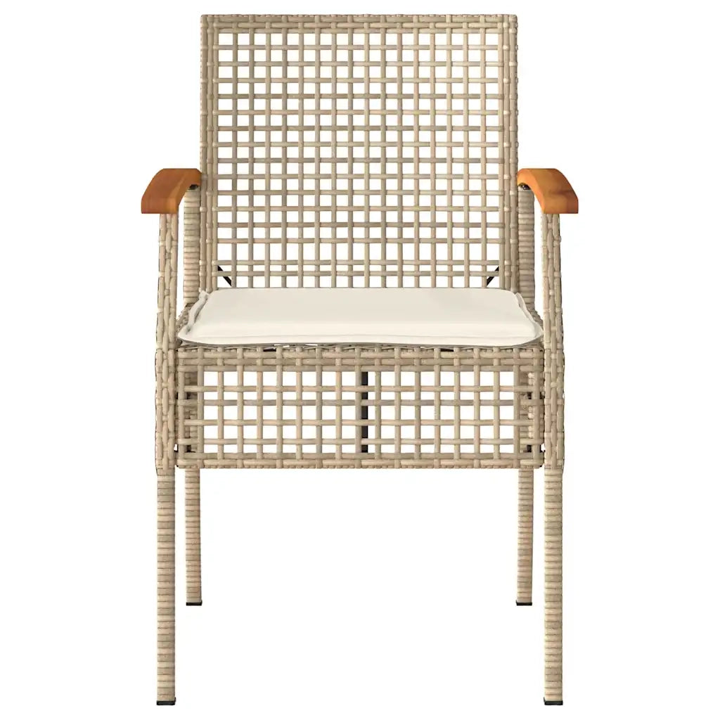 Set da Bistrò 3 pz con Cuscini Beige Polyrattan e Legno Acacia 366261