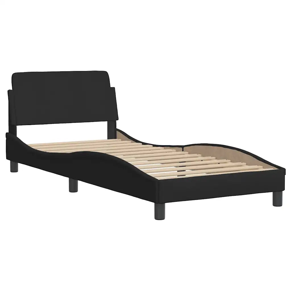 Letto singolo | Letto per adulti | Giroletto senza Materasso Hanko Nero 90x200 cm in Tessuto