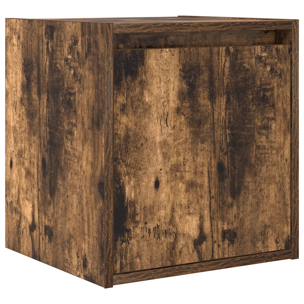 Set di 2 Comodini | Armadio da Notte | Mobiletto da notte a Muro Rovere Fumo 38x34x40 cm