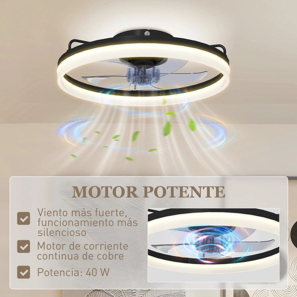Ventilatore a Soffitto con Luce LED ¨C zephmum ¨C 40W DC Nero