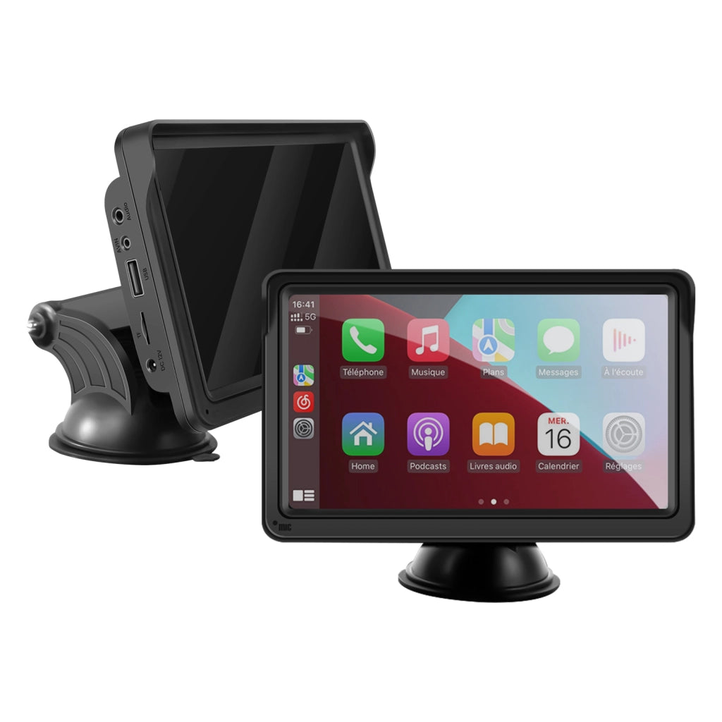 Schermo 7" CarPlay Bluetooth Parabrezza con Retrocamera Nero Avizar