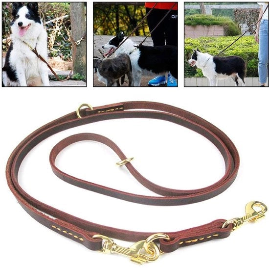 Accessorio per cani in pelle - Adattabile - Cinturino per cani in pelle - Hardware in ottone - Per cani piccoli/midi/grandi - Duraturo e sicuro - Cinturino per cani