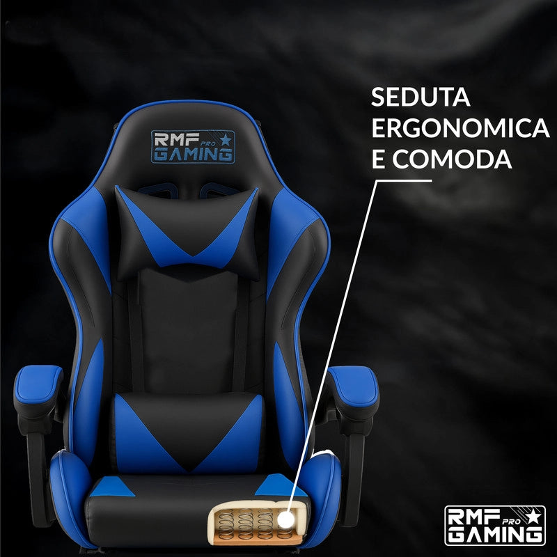 SEDIA DA GAMING COLORE BLU-NERO