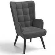 IDMarket - Poltrona scandinava in velluto grigio ANIA