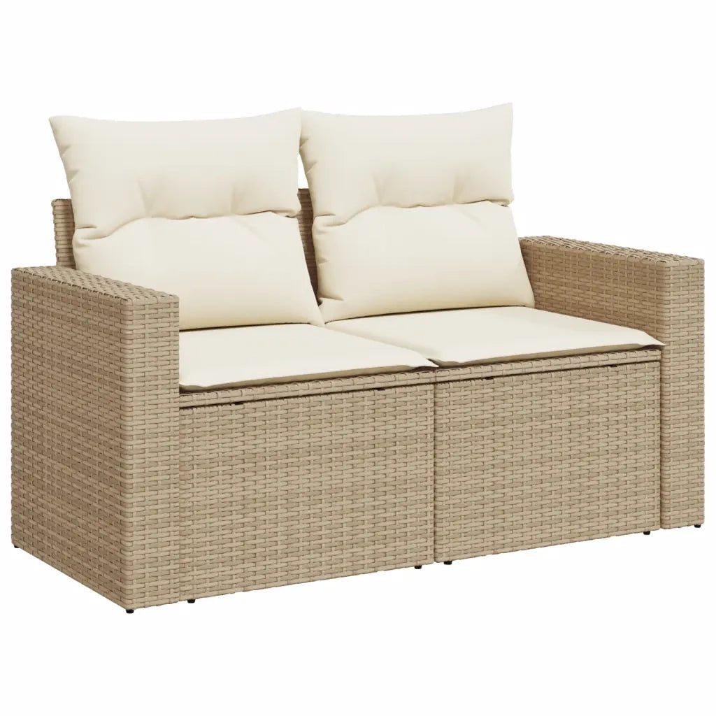 Set Divano da Giardino 9 pz con Cuscini Beige in Polyrattan 3256590