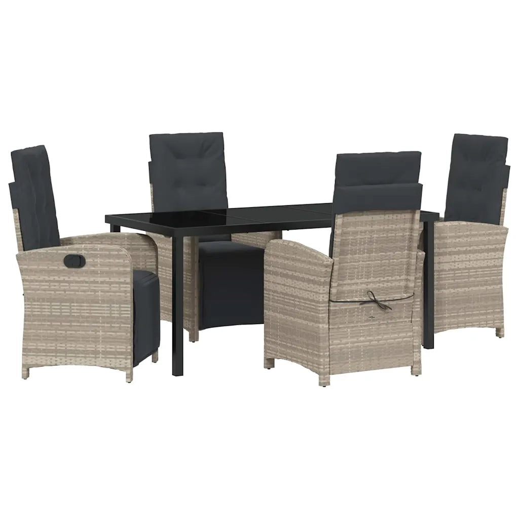 Set da Pranzo per Giardino 5 pcs Grigio chiaro polyrattan