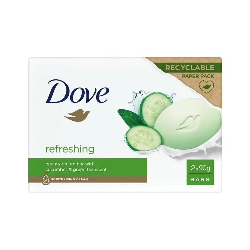 DOVE SAPONETTA CREMOSA REFRESHING 2 PEZZI X 90 GRAMMI CUCUMBER & TEA GREEN
