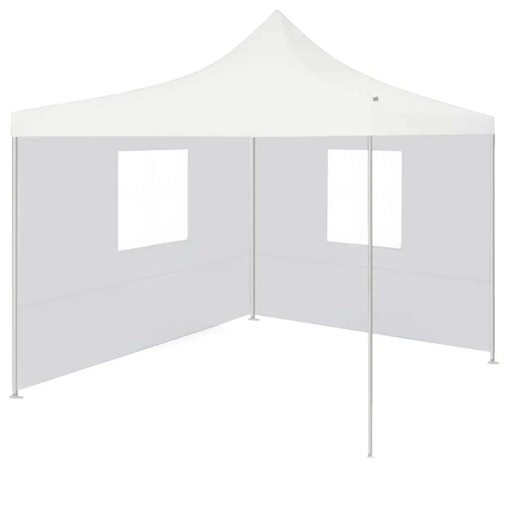 Gazebo Professionale Pieghevole 2 Pareti 3x3 m Acciaio Bianco 48862