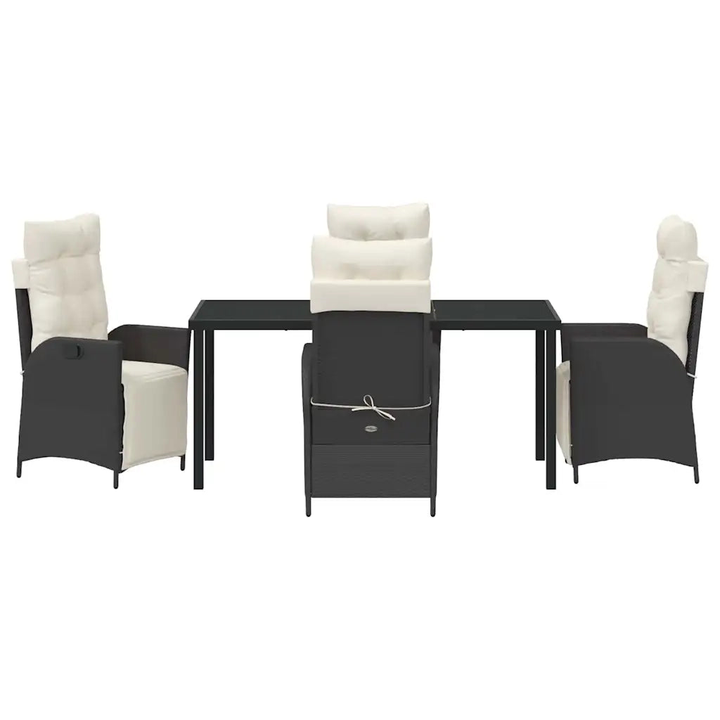 Set da Pranzo per Giardino con cuscino 5 pcs Nero polyrattan