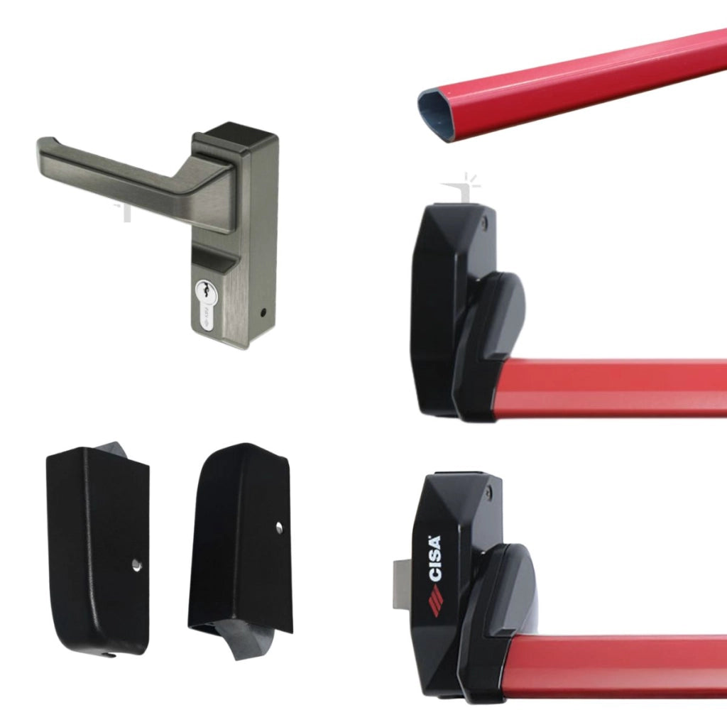 kit maniglione antipanico cisa a 3 punti di chiusura per aperture a 2 ante