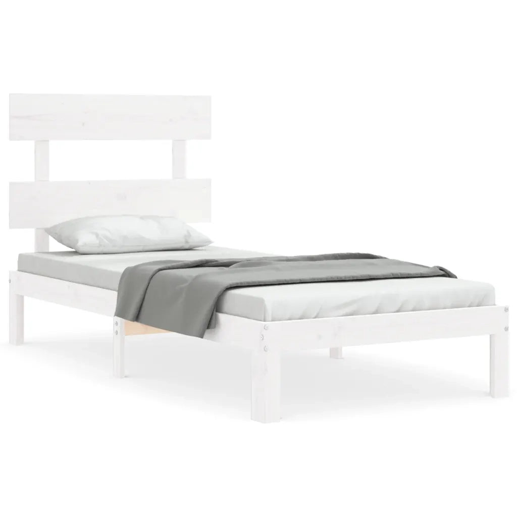 Giroletto senza Materasso-Struttura Letto Bianco 90x200 cm Legno Massello Pino 611859