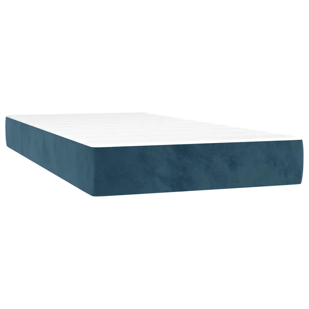 Letto singolo | Letto per adulti | Giroletto a Molle con Materasso Blu Scuro 90x200 cm in Velluto