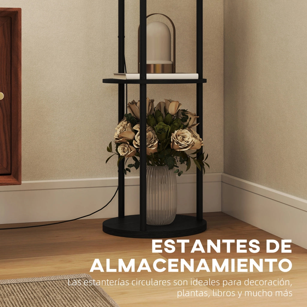 Lampada da Terra con Scaffale a 3 Temperature Colore Telecomando ¨C Minimal ¨C Nero