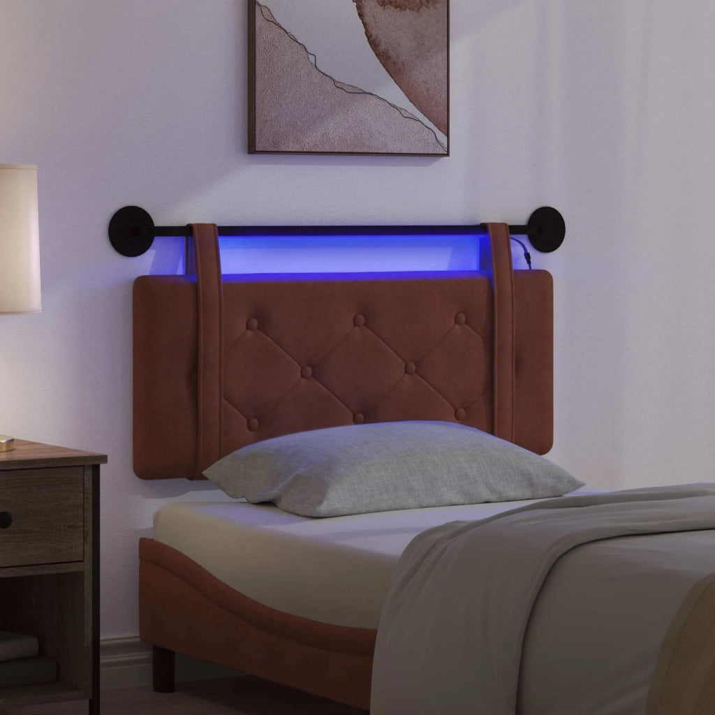 Testiera sospesa Con luce LED Marrone Lucido PU Antico 3424136