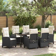 Set da Pranzo per Giardino con cuscino 7 pcs Nero polyrattan