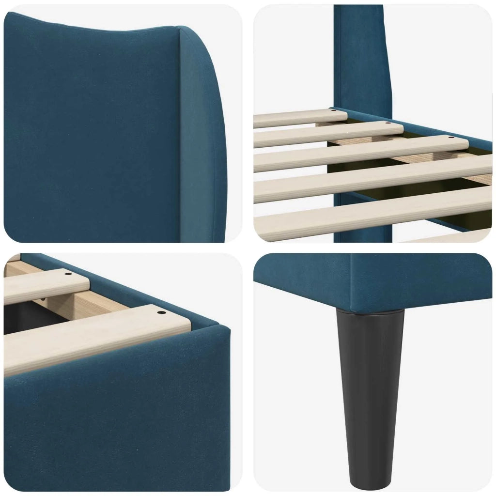 Struttura del letto con testiera Blu 90 x 200 cm Velluto 42027898