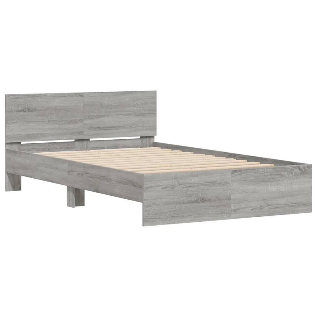 Giroletto con Testiera e LED Grigio Sonoma 140x200 cm 3207614