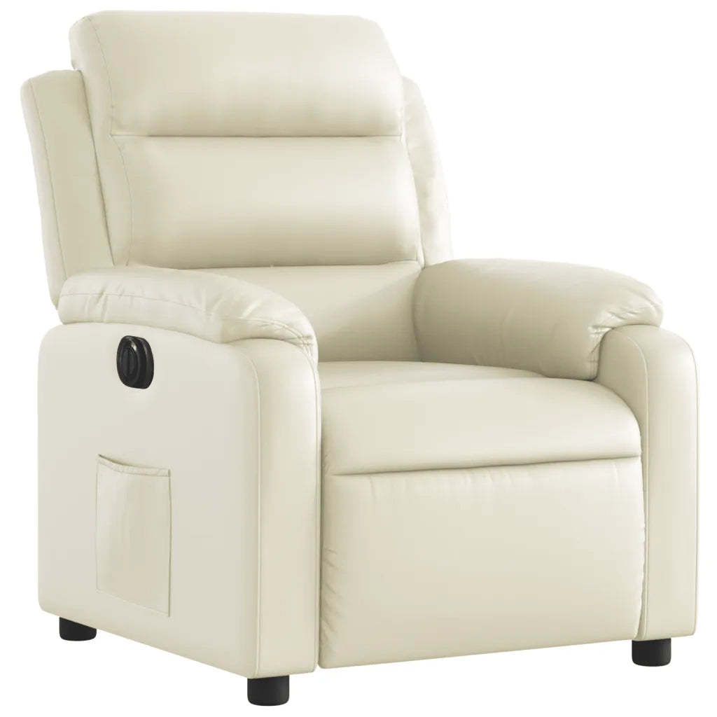 Poltrona Reclinabile Elettrica Crema in Similpelle 3205029