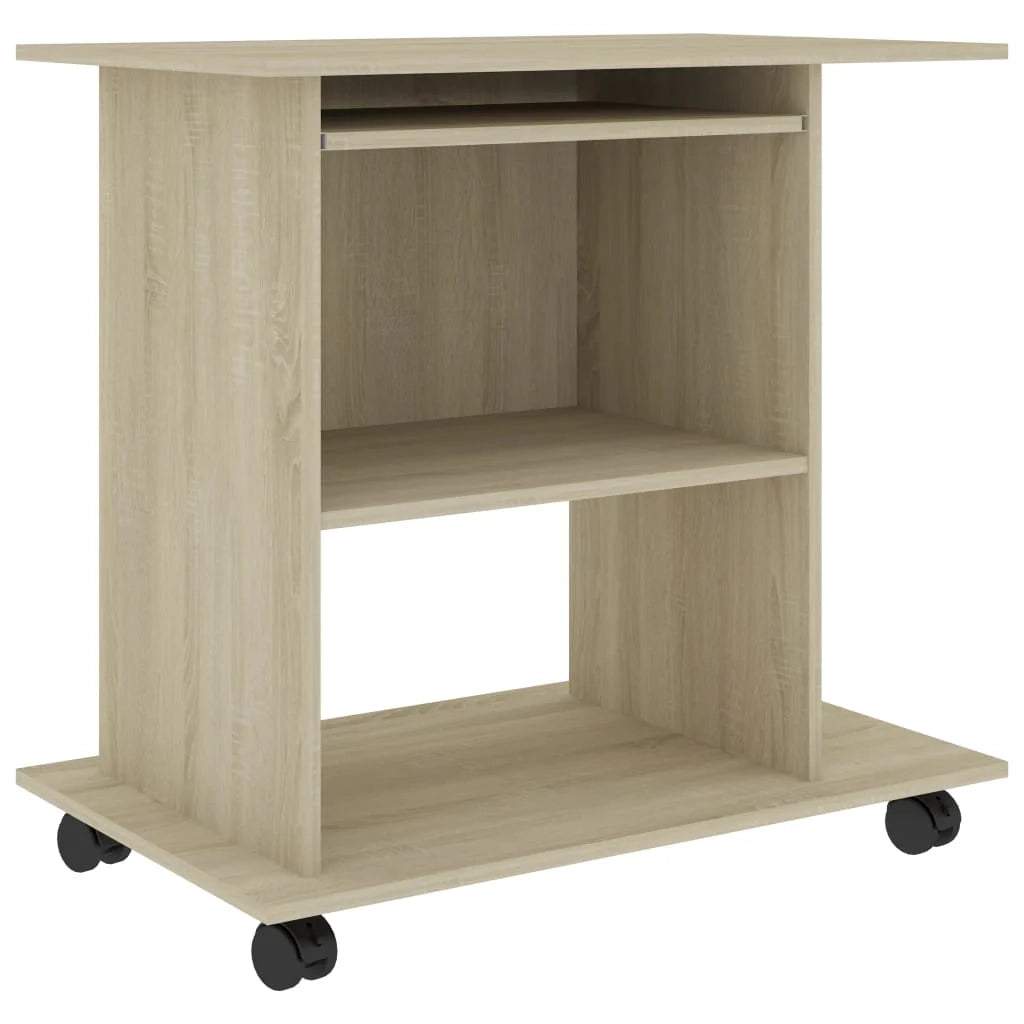Scrivania tavolo postazione di lavoro mobile per computer studio per computer rovere Sonoma 80 x 50 x 75 cm legno ingegnerizzato marrone 02_0023729