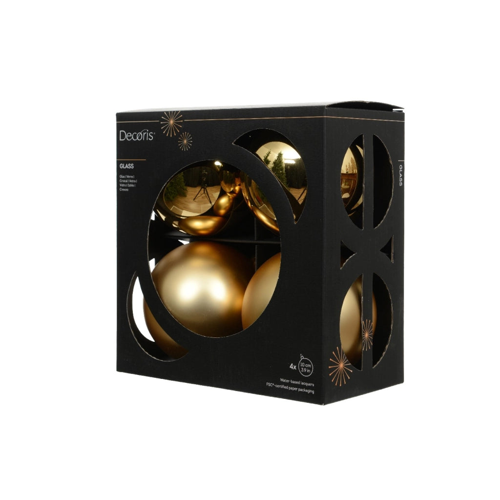 Box 4 Palline Vt luc/opa oro chiaro d10cm