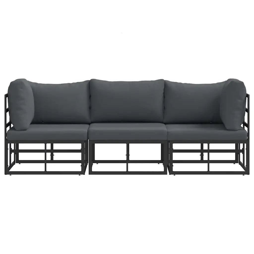 Mobili da Esterno con cuscino 3 Pezzo Nero e antracite Metallo 42008024
