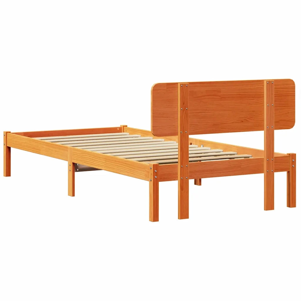 Letto singolo | Letto per adulti | Struttura del letto Marrone cerato 90 x 190 cm Pino massello