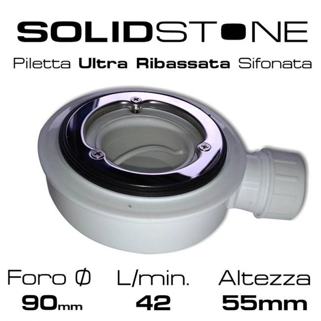 Piatto doccia in pietra SOLIDSTONE alto 2,8 cm - Grigio cemento RAL 7033 - Misura: 80x100 x 2,8h