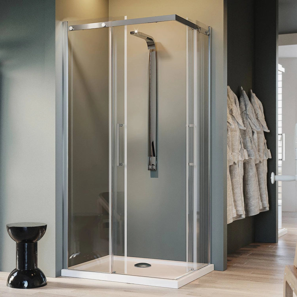 Box Doccia Rettangolare 80x110CM H200 Vetro Trasparente 8mm Sinistra con EasyClean mod. Prime Corner