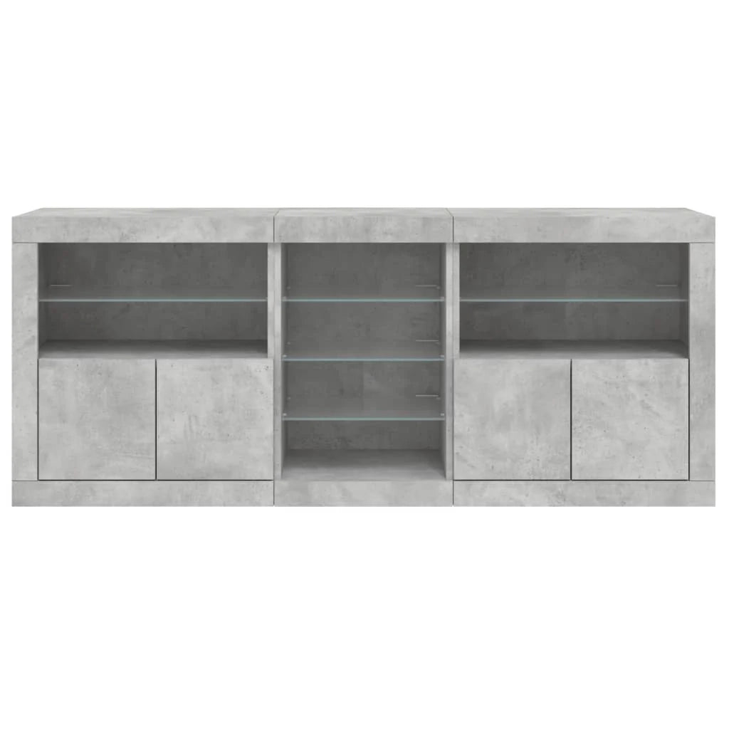 Buffet credenza cassettiera armadio mobile contenitore organizer per cucina soggiorno salotto con luci LED 162 x 37 x 67 cm grigio 02_0029981
