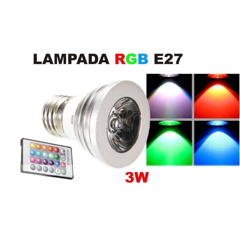 Trade Shop - Faretto Led Luce Rgb Programmabile Multicolor E27 Gu10 E14 Mr16 Con Telecomando -       -e27-
