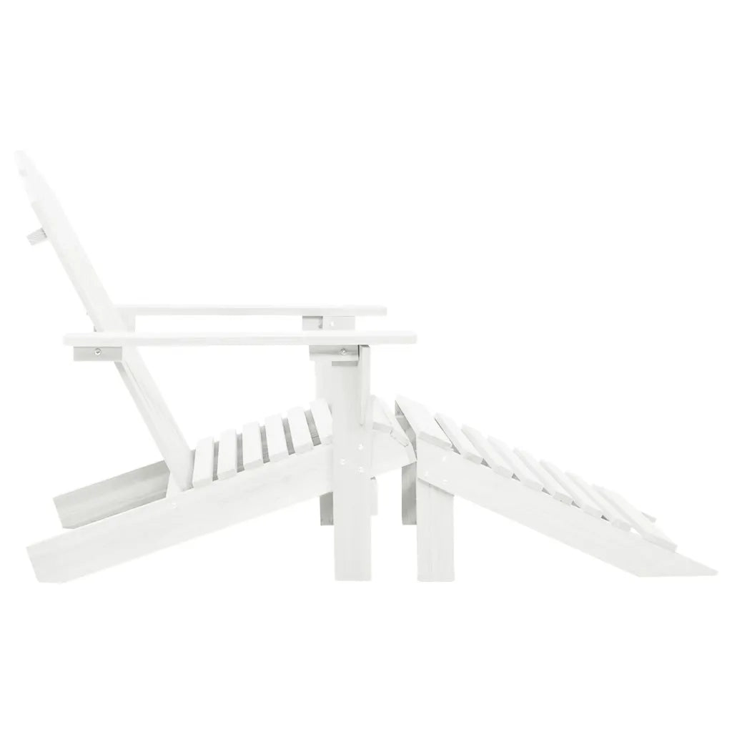 Sedia da Giardino con Poggiagambe in Legno Bianco 40859