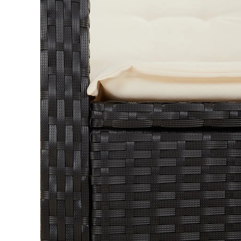 Set da Pranzo da Giardino 2 pz con Cuscini Nero in Polyrattan 3277319