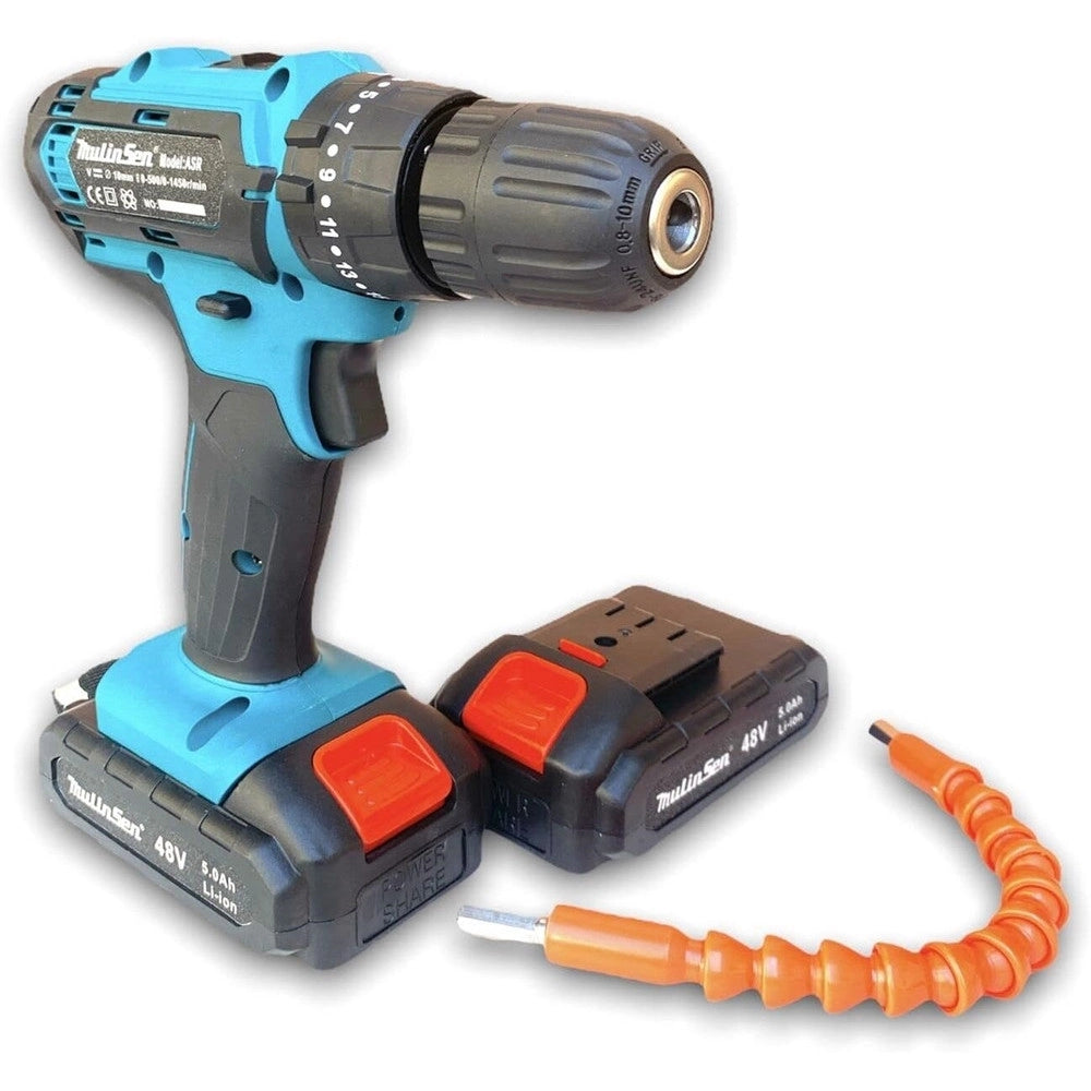 Trade Shop - Trapano Avvitatore A Batteria A Percussione Da 48v Mandrino Autoserrante Luce Led -