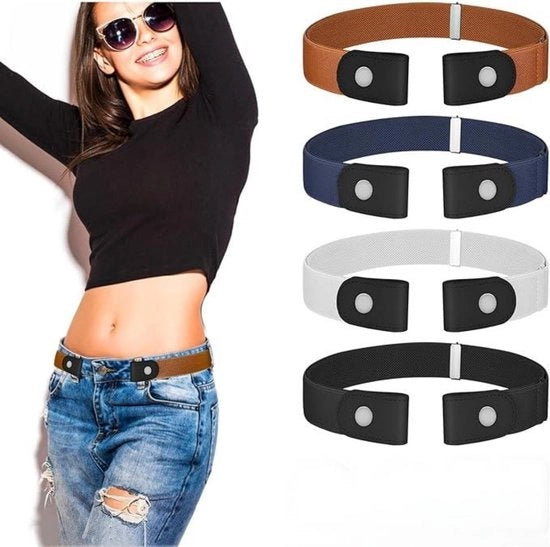 Righe di sostegno - 4 pezzi - 76 * 3 cm - Cintura elastica duratura - regolabile - cintura elastica per jeans, pantaloni, abiti da donna - cintura regolabile per donne - Cintura elastica senza cuciture Lazy - decorazione estiva per donne