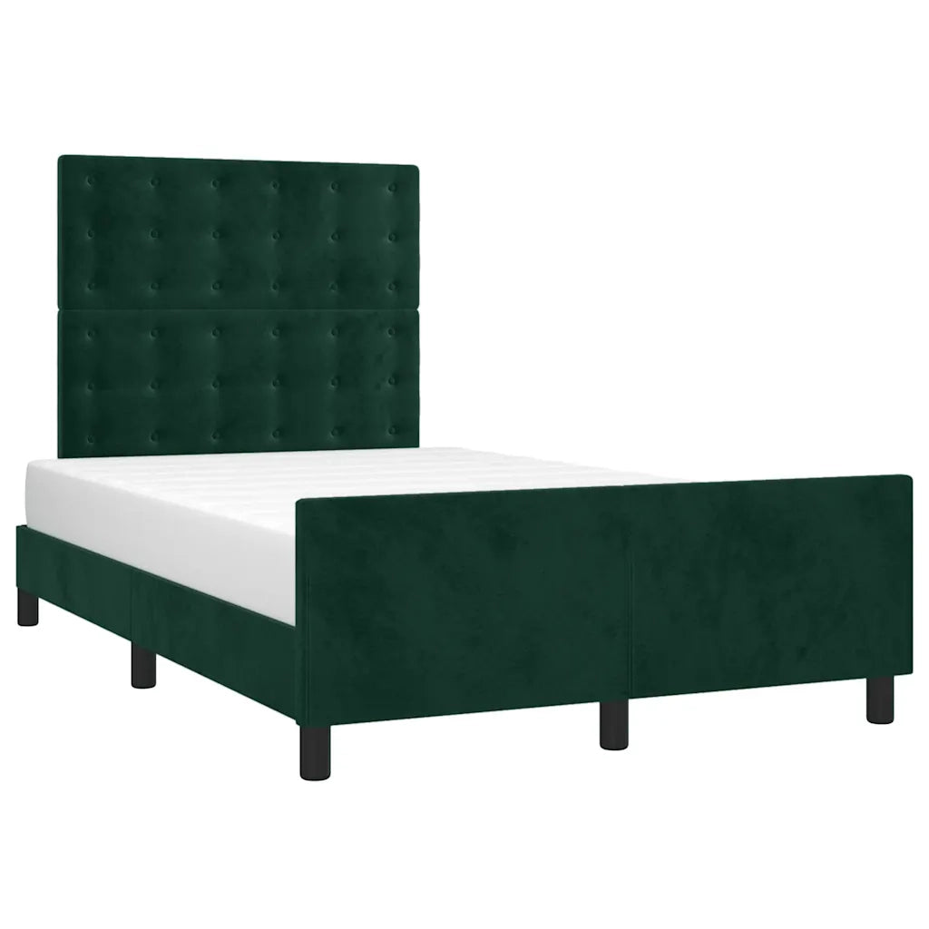 Letto matrimoniale | Letto per adulti | Giroletto senza Materasso Verde Scuro 120x200 cm in Velluto