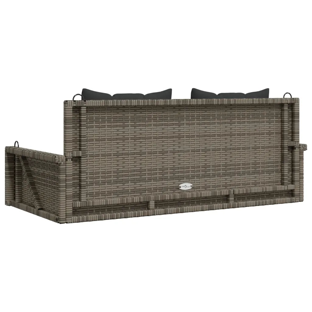 Panchina Dondolo con Cuscini Grigia 119x56x48 cm in Polyrattan 365631