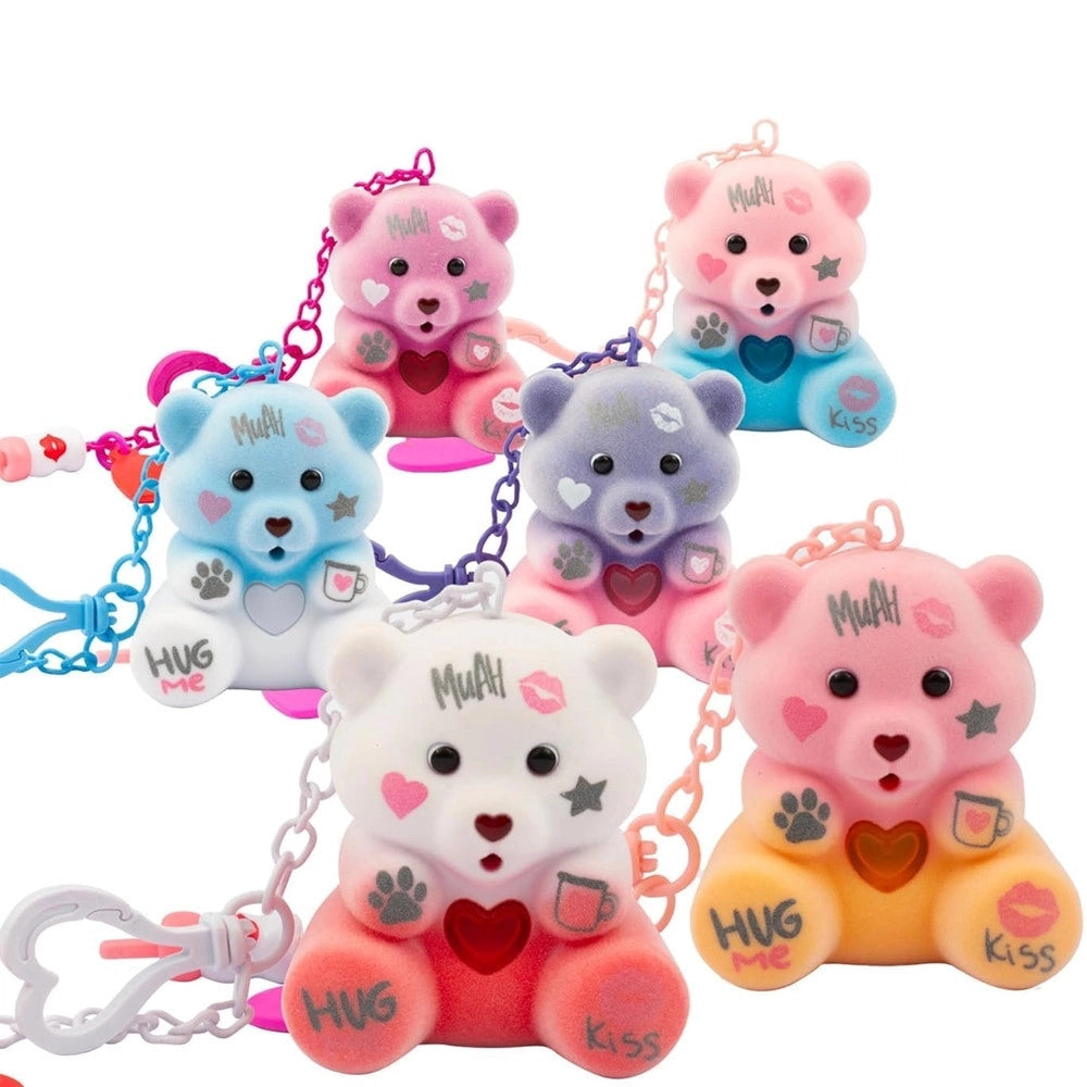 Trade Shop - Coccolotti Love E Tell Peluche Orsetto Colorato Registra Audio Charm Portachiavi         