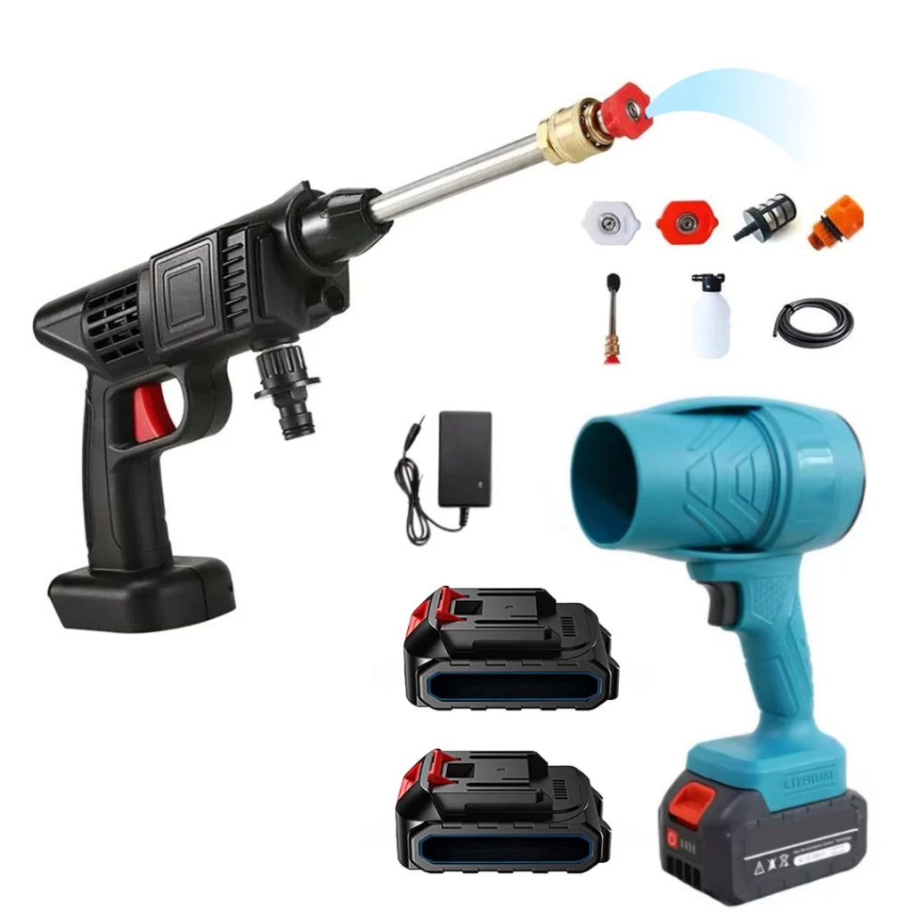 Idropulitrice a Batteria con Mini Soffiatore Incluso, Portatile, 2 Batterie 48V Intercambiabili per Pulizia Versatile e Senza Fili