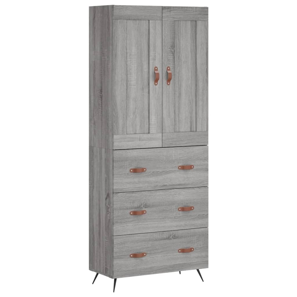 Buffet credenza cassettiera armadio mobile contenitore organizer cucina soggiorno salotto rovere Sonoma alto 69,5 x 34 x 180 cm legno ingegnerizzato grigio 02_0035578