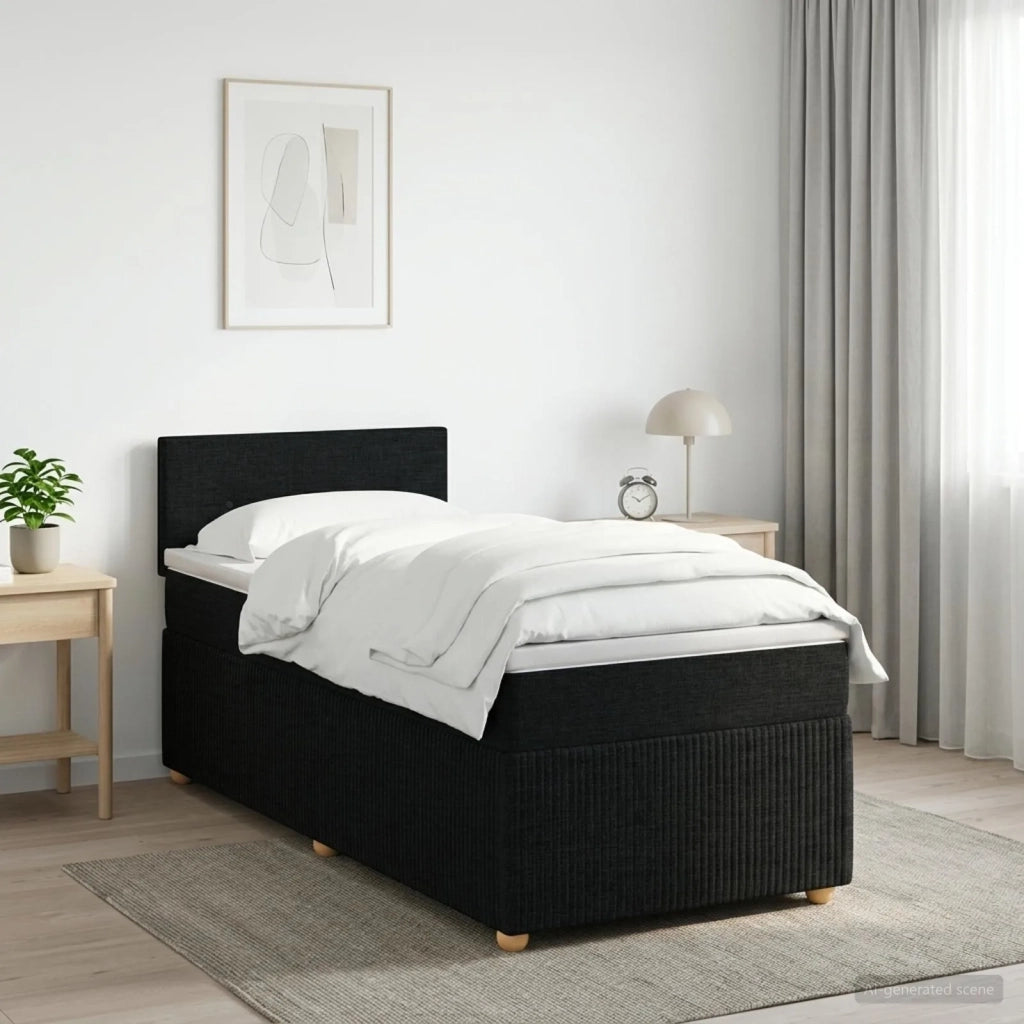 Letto box spring con materasso Nero 80 x 200 cm Tessuto 3451337