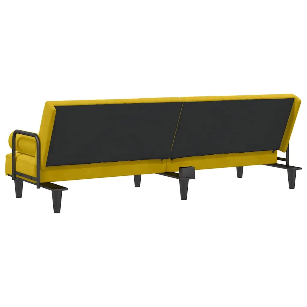 Divano Letto con Braccioli Giallo in Velluto 351899
