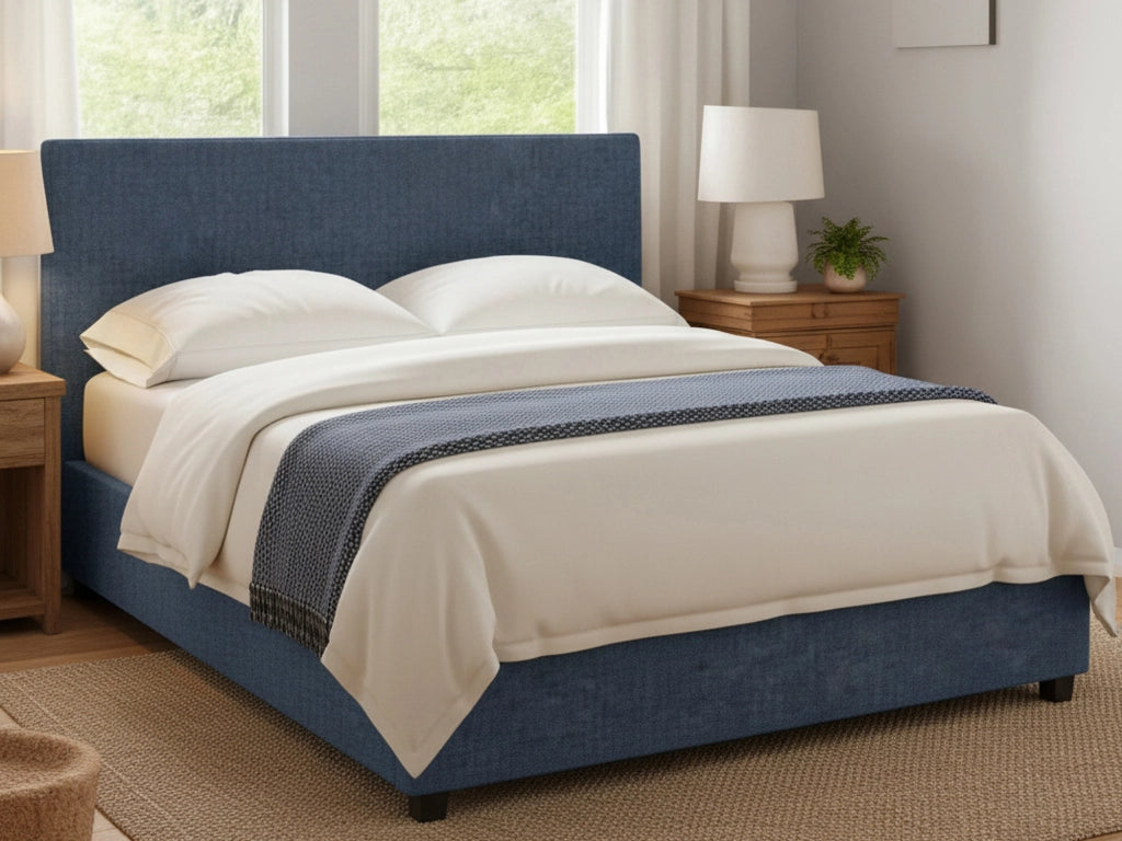 Worthing, Letto Matrimoniale Sfoderabile Made in Italy, blu