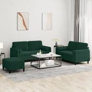 Set di Divani 3 pz con Cuscini Verde Scuro in Velluto