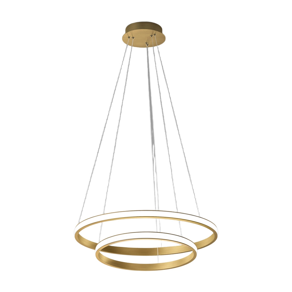 Lampada a sospensione IOLE S/2 - 40W 2250lm 3000K dimmerabile - Alluminio oro spazzolato e silicone bianco opale - Gealuce